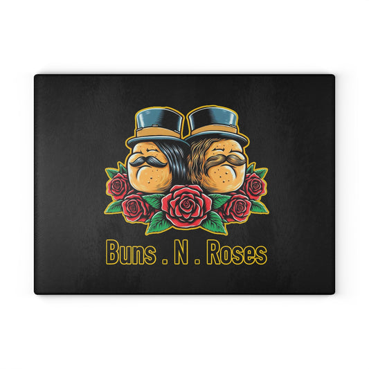 Buns N Roses Glass Cutting Board